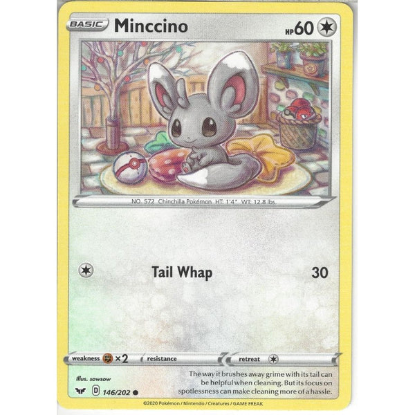 Pokemon Trading Card Game 146/202 Minccino | Common Card | Sword &amp; Shield (Base Set)
