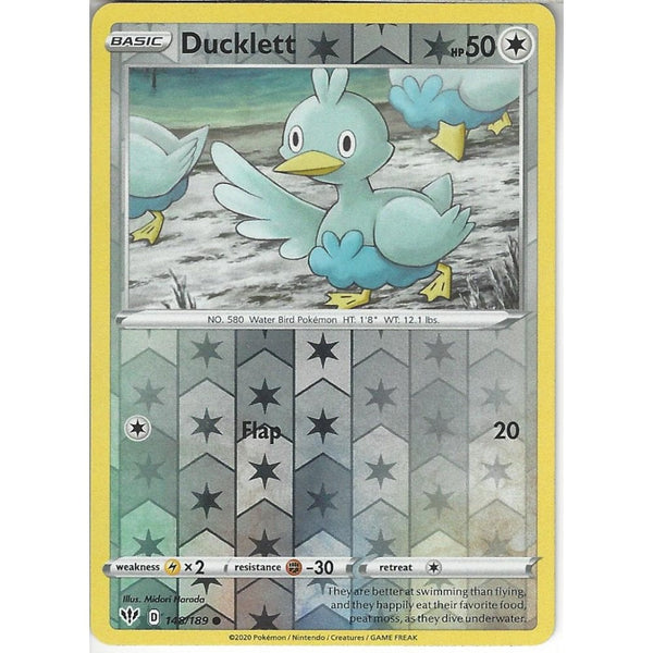Pokemon Trading Card Game 148/189 Ducklett | Common Reverse Holo Card | SWSH-03 Darkness Ablaze