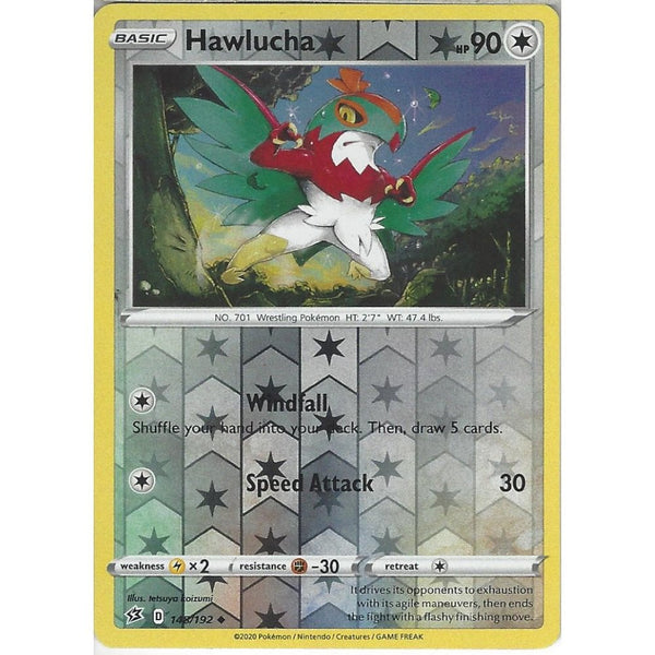 Pokemon Trading Card Game 148/192 Hawlucha | Uncommon Reverse Holo Card | Sword &amp; Shield Rebel Clash