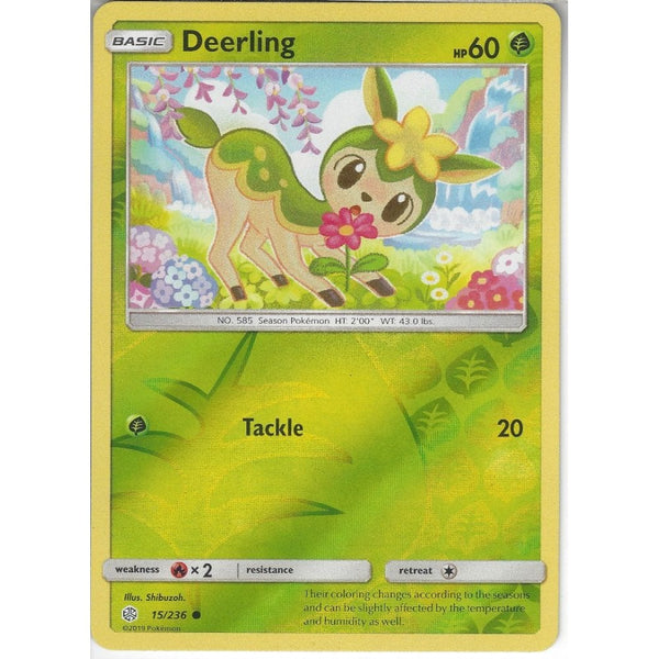 Pokemon Trading Card Game 15/236 Deerling | Common Reverse Holo Card | SM12 Cosmic Eclipse