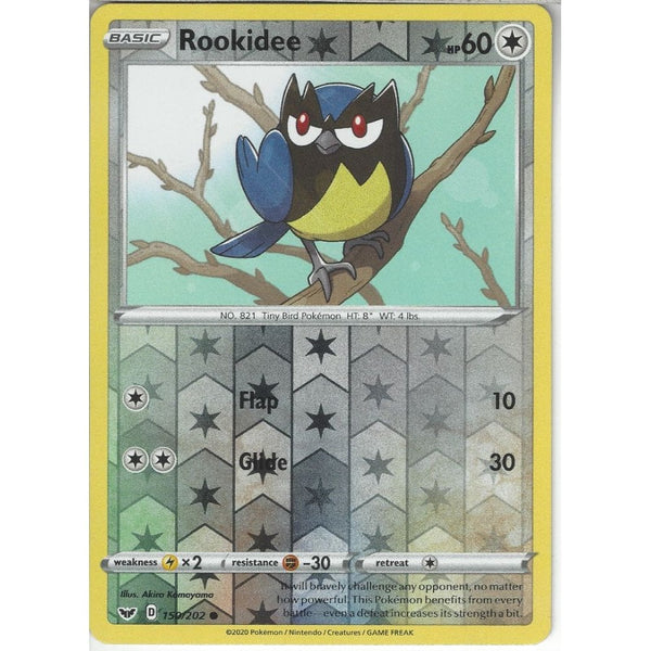 Pokemon Trading Card Game 150/202 Rookidee | Common Reverse Holo Card | Sword &amp; Shield (Base Set)