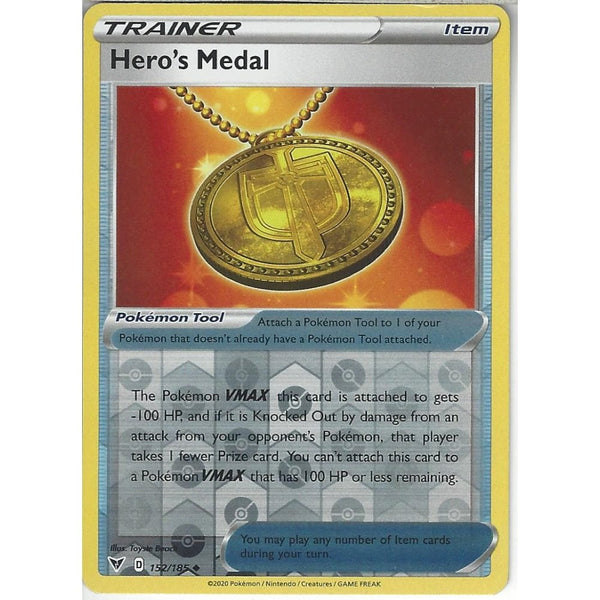 Pokemon Trading Card Game 152/185 Hero's Medal | Uncommon Reverse Holo Card | SWSH-04 Vivid Voltage