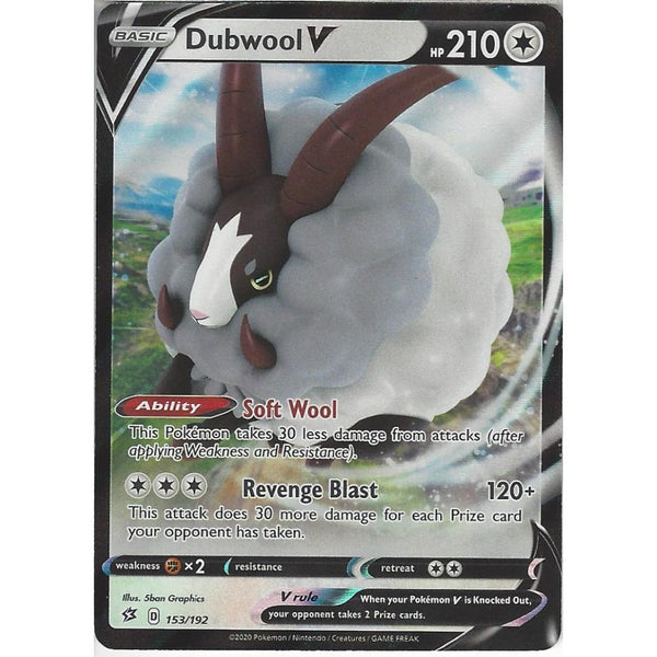 Pokemon Trading Card Game 153/192 Dubwool V | Rare Holo V Card | Sword &amp; Shield Rebel Clash