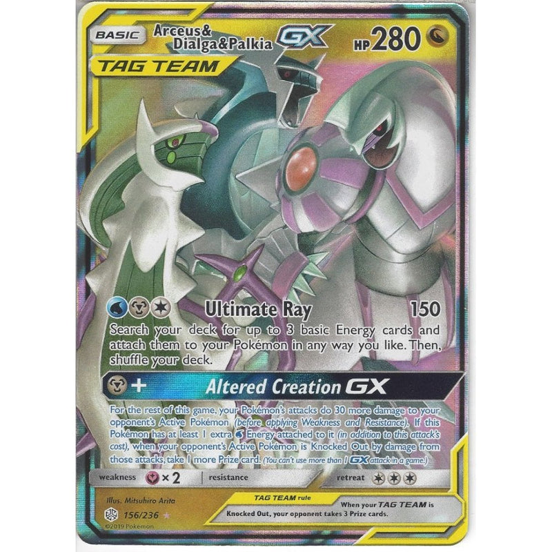 156/236 Arceus & Dialga & Palkia TAG TEAM GX | Rare Holo GX Card | SM1 - Recaptured LTD 156/236 Arceus & Dialga & Palkia TAG TEAM GX | Rare Holo GX Card | SM1 - Recaptured LTD