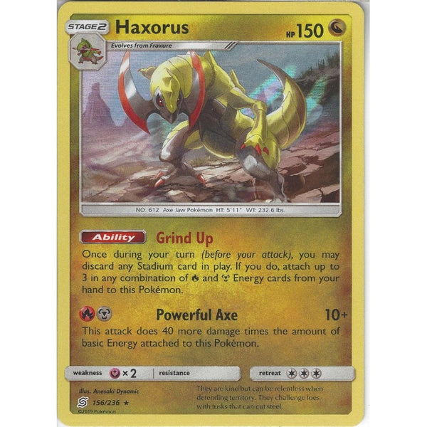 Pokemon Trading Card Game 156/236 Haxorus | Rare Holo Card | SM11 Unified Minds
