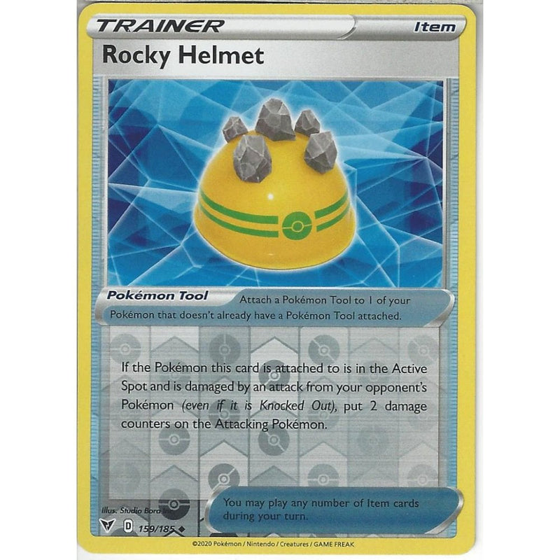 Pokemon Trading Card Game 159/185 Rocky Helmet | Uncommon Reverse Holo Card | SWSH-04 Vivid Voltage