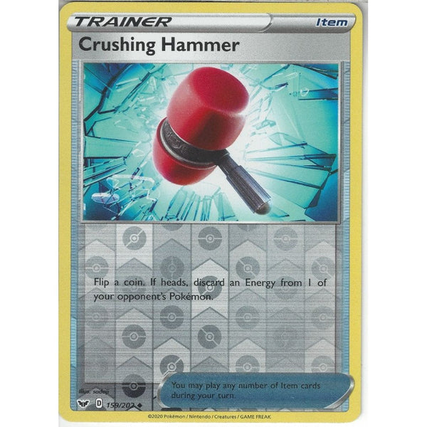 Pokemon Trading Card Game 159/202 Crushing Hammer | Uncommon Reverse Holo Card | Sword &amp; Shield (Base Set)