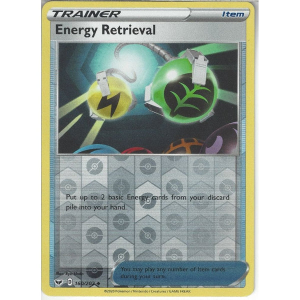 Pokemon Trading Card Game 160/202 Energy Retrieval | Uncommon Reverse Holo Card | Sword &amp; Shield (Base Set)