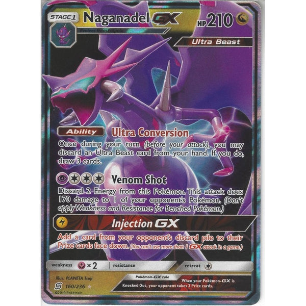 Pokemon Trading Card Game 160/236 Naganadel GX | Rare Holo GX Card | SM11 Unified Minds