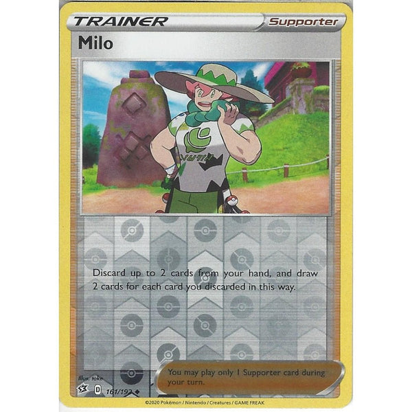 Pokemon Trading Card Game 161/192 Milo | Uncommon Reverse Holo Card | Sword &amp; Shield Rebel Clash