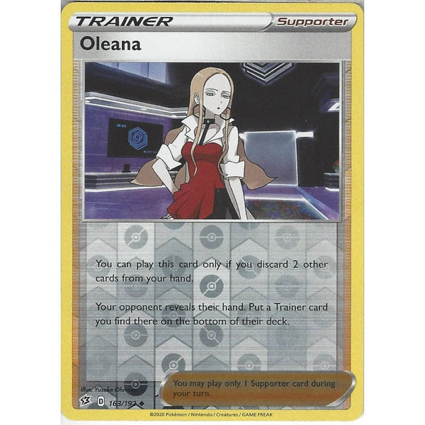 Pokemon Trading Card Game 163/192 Oleana | Uncommon Reverse Holo Card | Sword &amp; Shield Rebel Clash