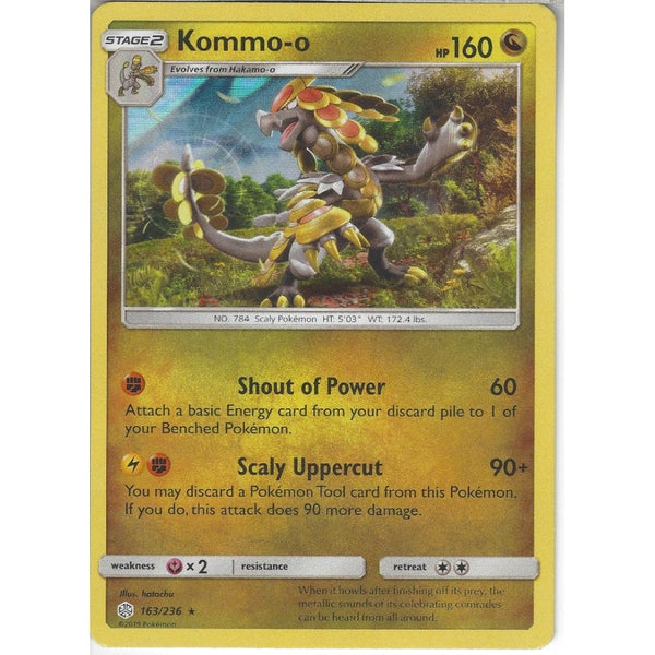 Pokemon Trading Card Game 163/236 Kommo-o | Rare Holo Card | SM12 Cosmic Eclipse
