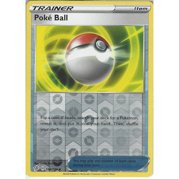 Pokemon Trading Card Game 164/192 Poké Ball | Uncommon Reverse Holo Card | Sword &amp; Shield Rebel Clash