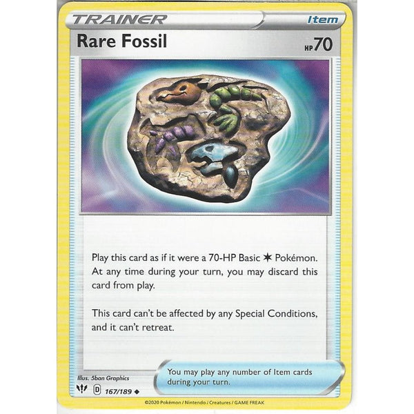 Pokemon Trading Card Game 167/189 Rare Fossil | Uncommon Card | SWSH-03 Darkness Ablaze