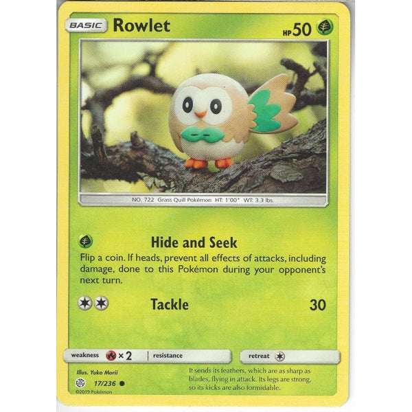 Pokemon Trading Card Game 17/236 Rowlet | Common Card | SM12 Cosmic Eclipse