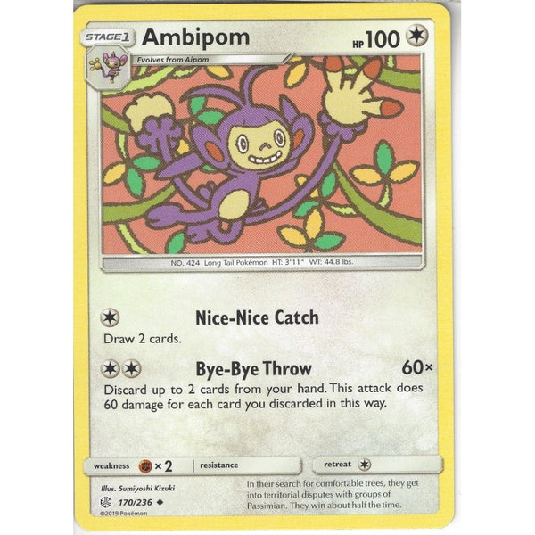 Pokemon Trading Card Game 170/236 Ambipom | Uncommon Card | SM12 Cosmic Eclipse