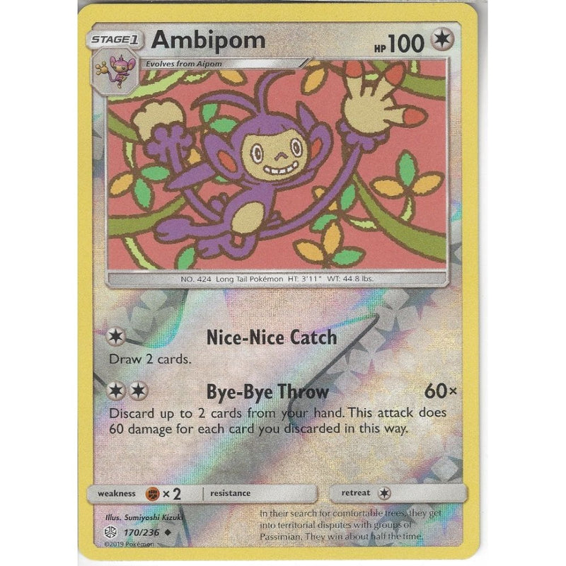 170/236 Ambipom | Uncommon Reverse Holo Card | SM12 Cosmic Eclipse - Recaptured LTD 170/236 Ambipom | Uncommon Reverse Holo Card | SM12 Cosmic Eclipse - Recaptured LTD