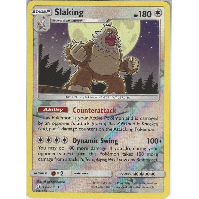unified minds rare cards 170/236 Slaking | Rare Reverse Holo Card | SM11 Unified Minds