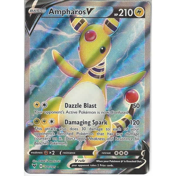 Pokemon Trading Card Game 171/185 Ampharos V | Rare Ultra Card | SWSH-04 Vivid Voltage