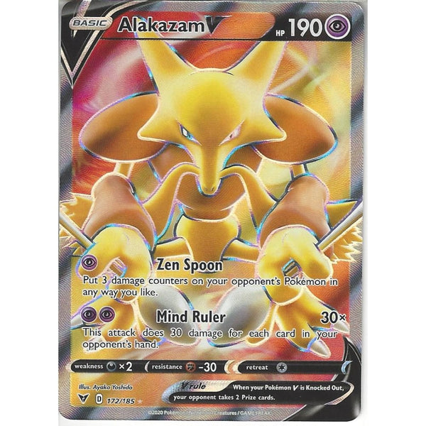 Pokemon Trading Card Game 172/185 Alakazam V | Rare Ultra Card | SWSH-04 Vivid Voltage