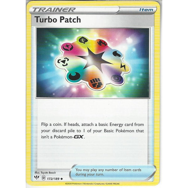 Pokemon Trading Card Game 172/189 Turbo Patch | Uncommon Card | SWSH-03 Darkness Ablaze