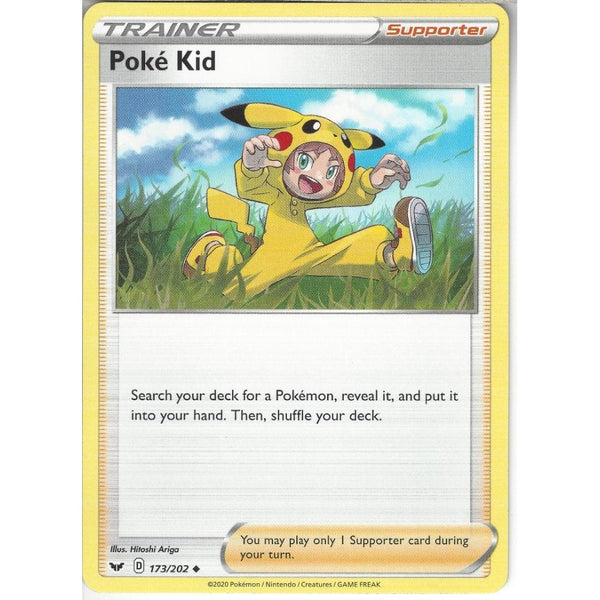 Pokemon Trading Card Game 173/202 Poké Kid | Uncommon Card | Sword &amp; Shield (Base Set)