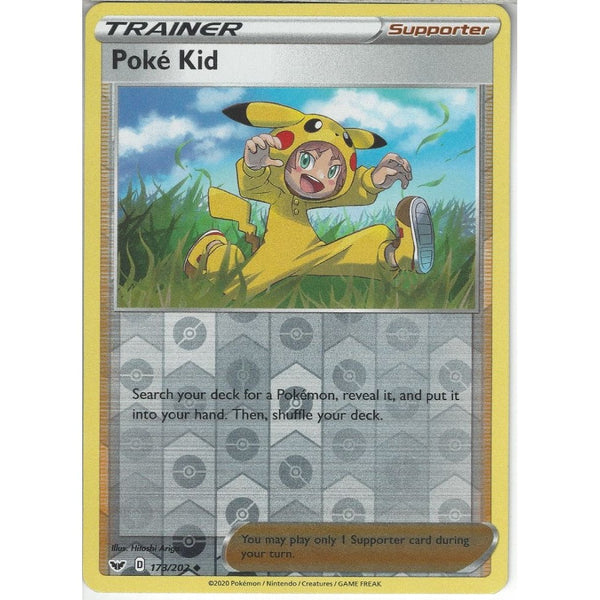 Pokemon Trading Card Game 173/202 Poké Kid | Uncommon Reverse Holo Card | Sword &amp; Shield (Base Set)