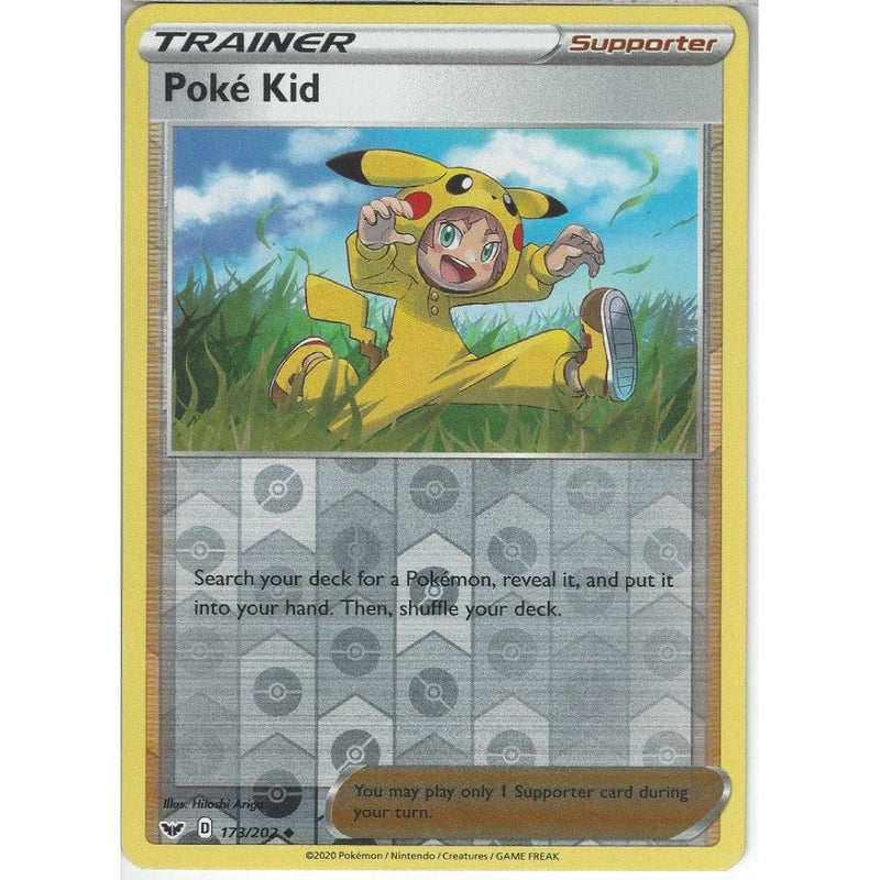 Pokemon Trading Card Game 173/202 Poké Kid | Uncommon Reverse Holo Card | Sword &amp; Shield (Base Set)