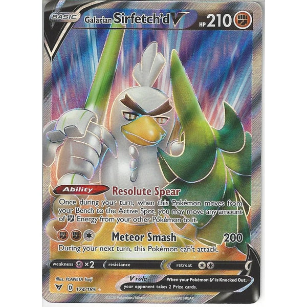 Pokemon Trading Card Game 174/185 Galarian Sirfetch'd V | Rare Ultra Card | SWSH-04 Vivid Voltage
