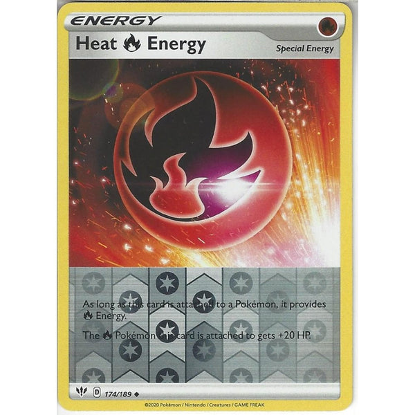 Pokemon Trading Card Game 174/189 Heat Fire Energy | Uncommon Reverse Holo Card | SWSH-03 Darkness Ablaze