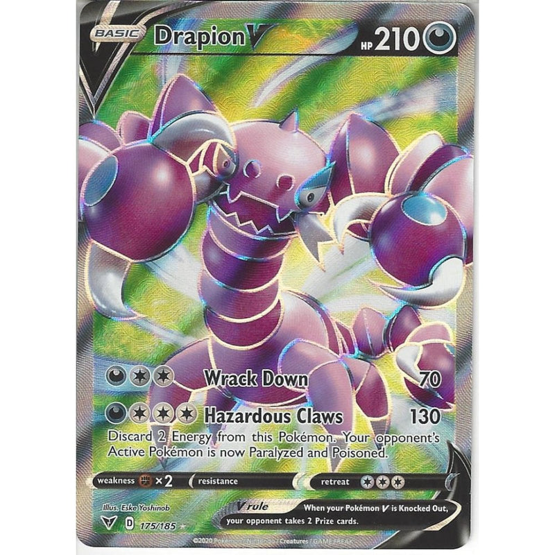 Pokemon Trading Card Game 175/185 Drapion V | Rare Ultra Card | SWSH-04 Vivid Voltage