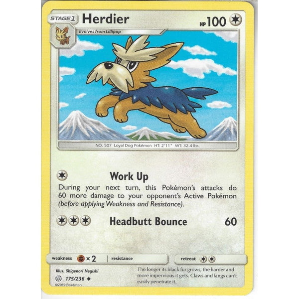 Pokemon Trading Card Game 175/236 Herdier | Uncommon Card | SM12 Cosmic Eclipse