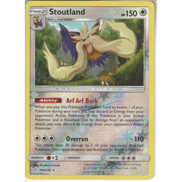 Pokemon Trading Card Game 176/236 Stoutland | Rare Reverse Holo Card | SM12 Cosmic Eclipse