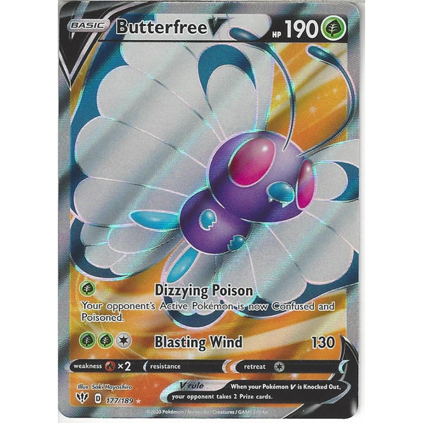 Pokemon Trading Card Game 177/189 Butterfree V | Rare Ultra Card | SWSH-03 Darkness Ablaze