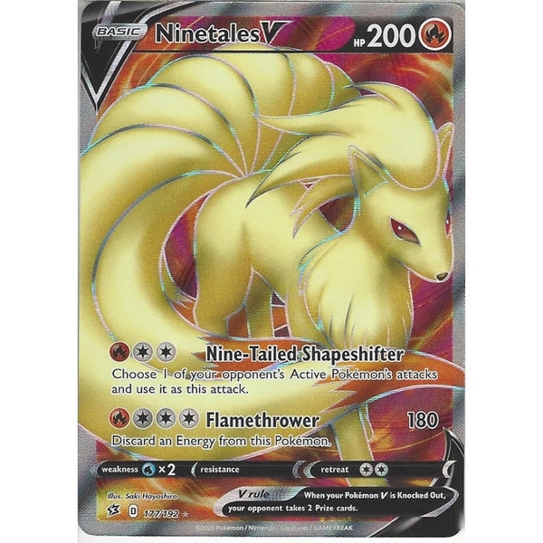 Pokemon Trading Card Game 177/192 Ninetales V | Rare Ultra Card | Sword &amp; Shield Rebel Clash