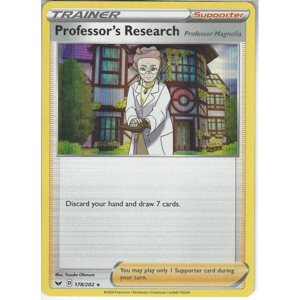 Pokemon Trading Card Game 178/202 Professor's Research | Rare Holo Card | Sword &amp; Shield (Base Set)