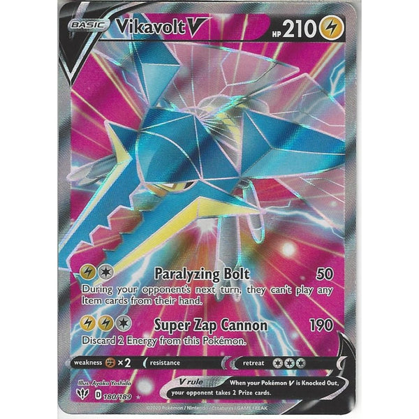 Pokemon Trading Card Game 180/189 Vikavolt V | Rare Ultra Card | SWSH-03 Darkness Ablaze
