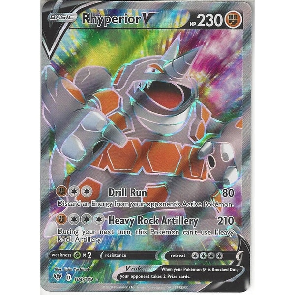 Pokemon Trading Card Game 181/189 Rhyperior V | Rare Ultra Card | SWSH-03 Darkness Ablaze