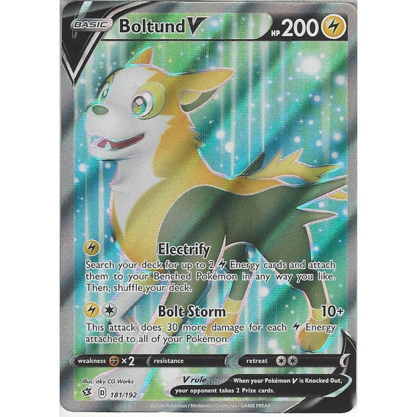 Pokemon Trading Card Game 181/192 Boltund V | Rare Ultra Card | Sword &amp; Shield Rebel Clash