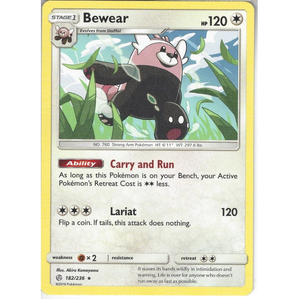 Pokemon Trading Card Game 182/236 Bewear | Rare Card | SM12 Cosmic Eclipse