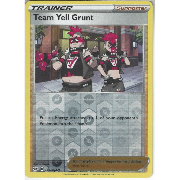 Pokemon Trading Card Game 184/202 Team Yell Grunt | Uncommon Reverse Holo Card | Sword &amp; Shield (Base Set)