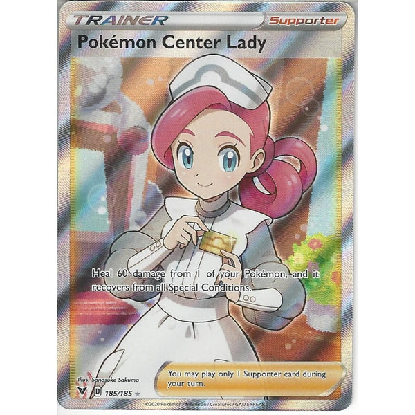 Pokemon Trading Card Game 185/185 Pokémon Center Lady | Rare Ultra Card | SWSH-04 Vivid Voltage