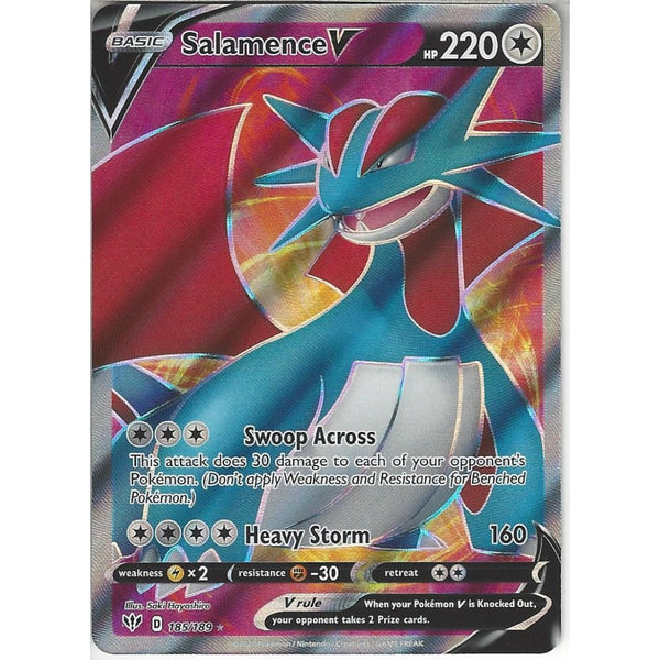 Pokemon Trading Card Game 185/189 Salamence V | Rare Ultra Card | SWSH-03 Darkness Ablaze