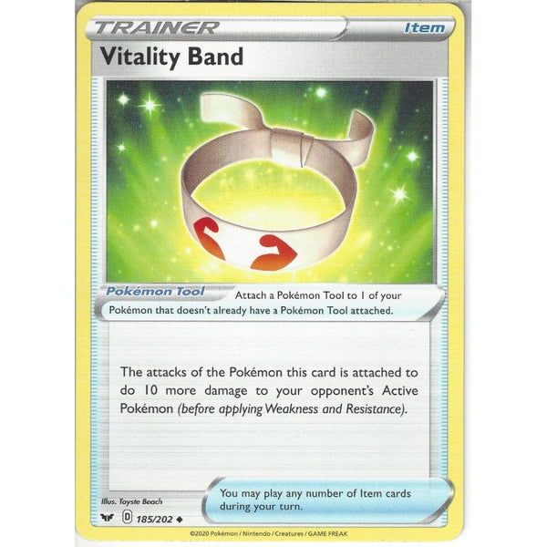 Pokemon Trading Card Game 185/202 Vitality Band | Uncommon Card | Sword &amp; Shield (Base Set)