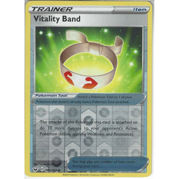 Pokemon Trading Card Game 185/202 Vitality Band | Uncommon Reverse Holo Card | Sword &amp; Shield (Base Set)