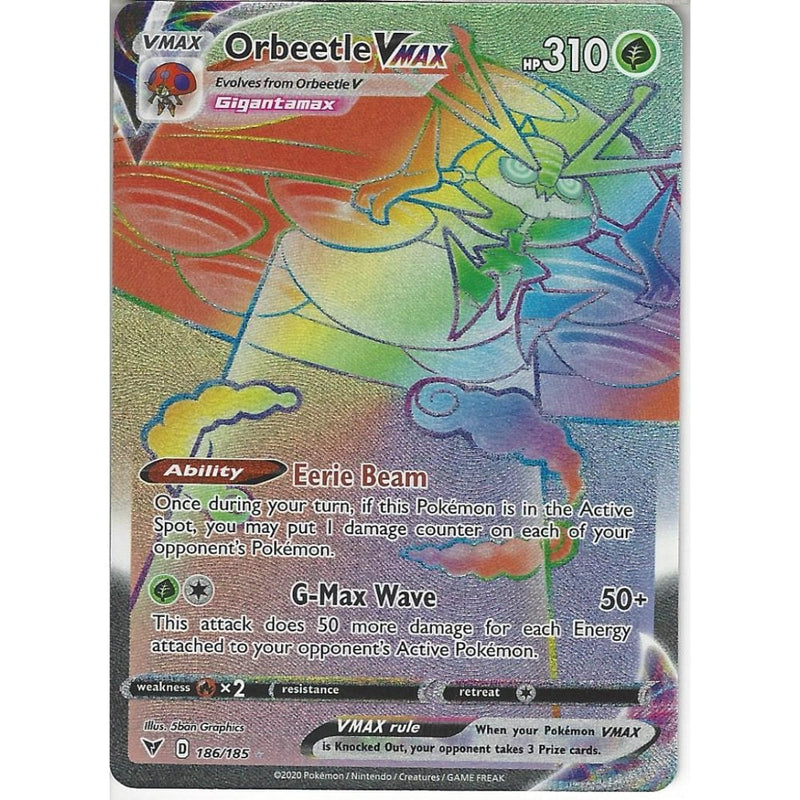 186/185 Orbeetle VMAX | Rare Rainbow Card | SWSH-04 Vivid Voltage - Recaptured LTD 186/185 Orbeetle VMAX | Rare Rainbow Card | SWSH-04 Vivid Voltage - Recaptured LTD