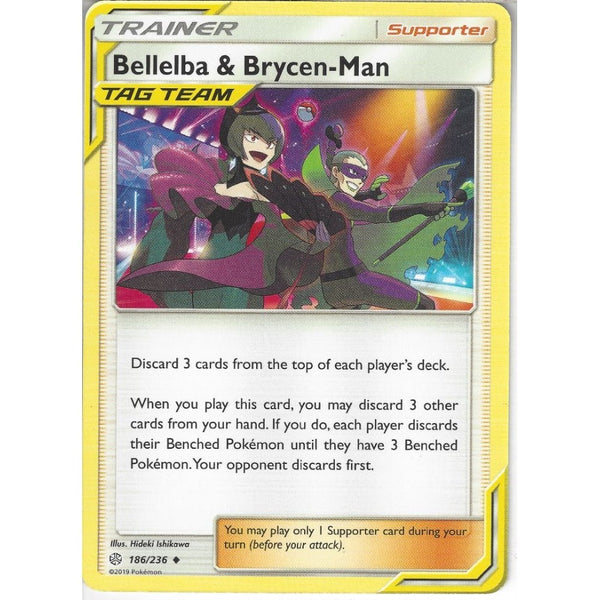 Pokemon Trading Card Game 186/236 Bellelba &amp; Brycen-Man | Uncommon Card | SM12 Cosmic Eclipse