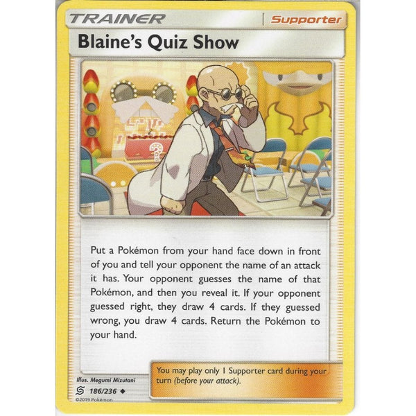 Pokemon Trading Card Game 186/236 Blaine's Quiz Show | Uncommon Card | SM11 Unified Minds