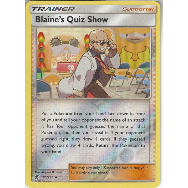 Pokemon Trading Card Game 186/236 Blaine's Quiz Show | Uncommon Reverse Holo Card | SM11 Unified Minds