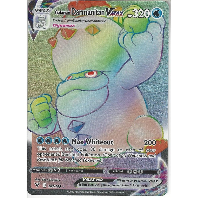 187/185 Galarian Darmanitan VMAX | Rare Rainbow Card | SWSH-04 Vivid V - Recaptured LTD 187/185 Galarian Darmanitan VMAX | Rare Rainbow Card | SWSH-04 Vivid V - Recaptured LTD